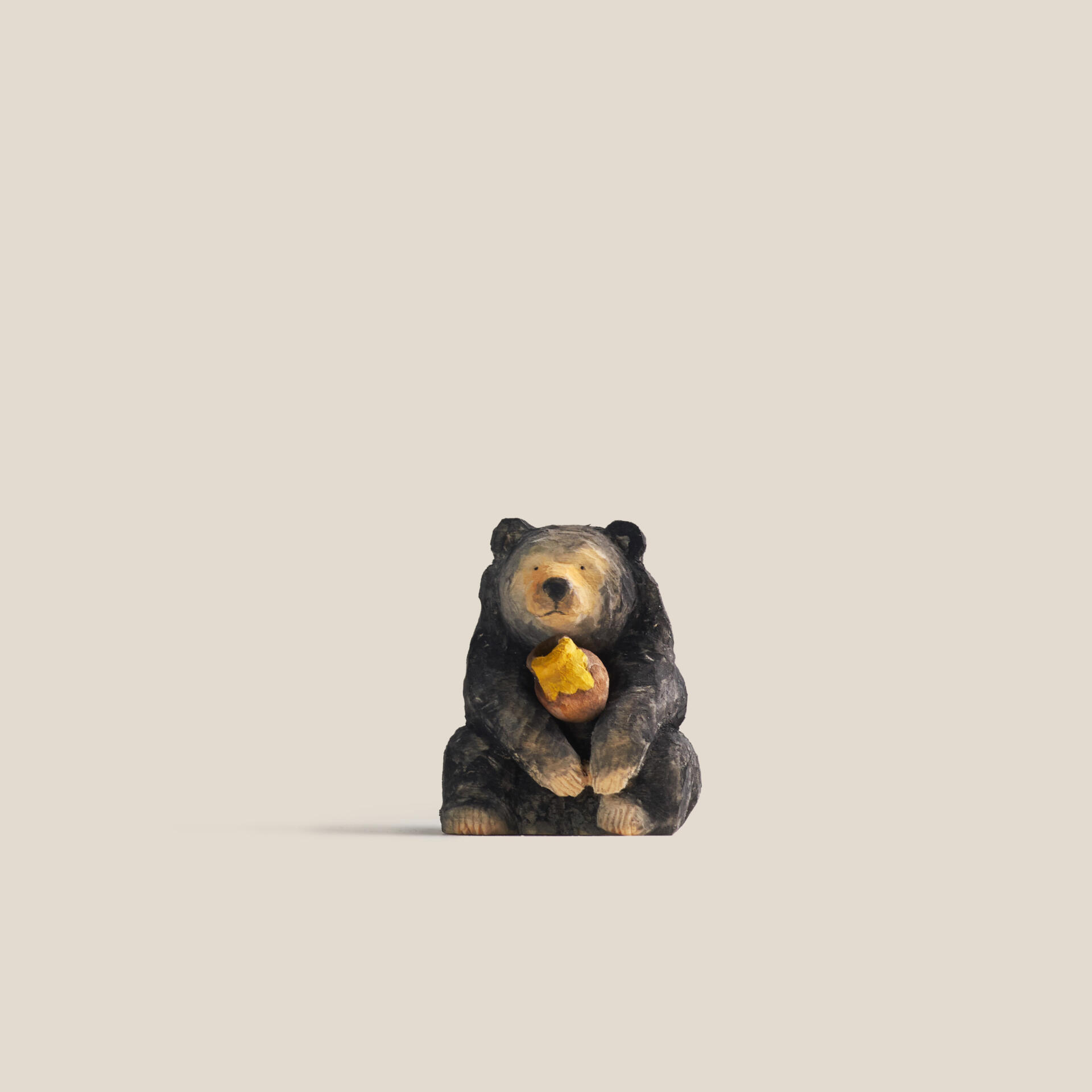 Wooden Sun Bear with Honey Jar Hand Carved Wooden Sun Bear with Honey Jar
