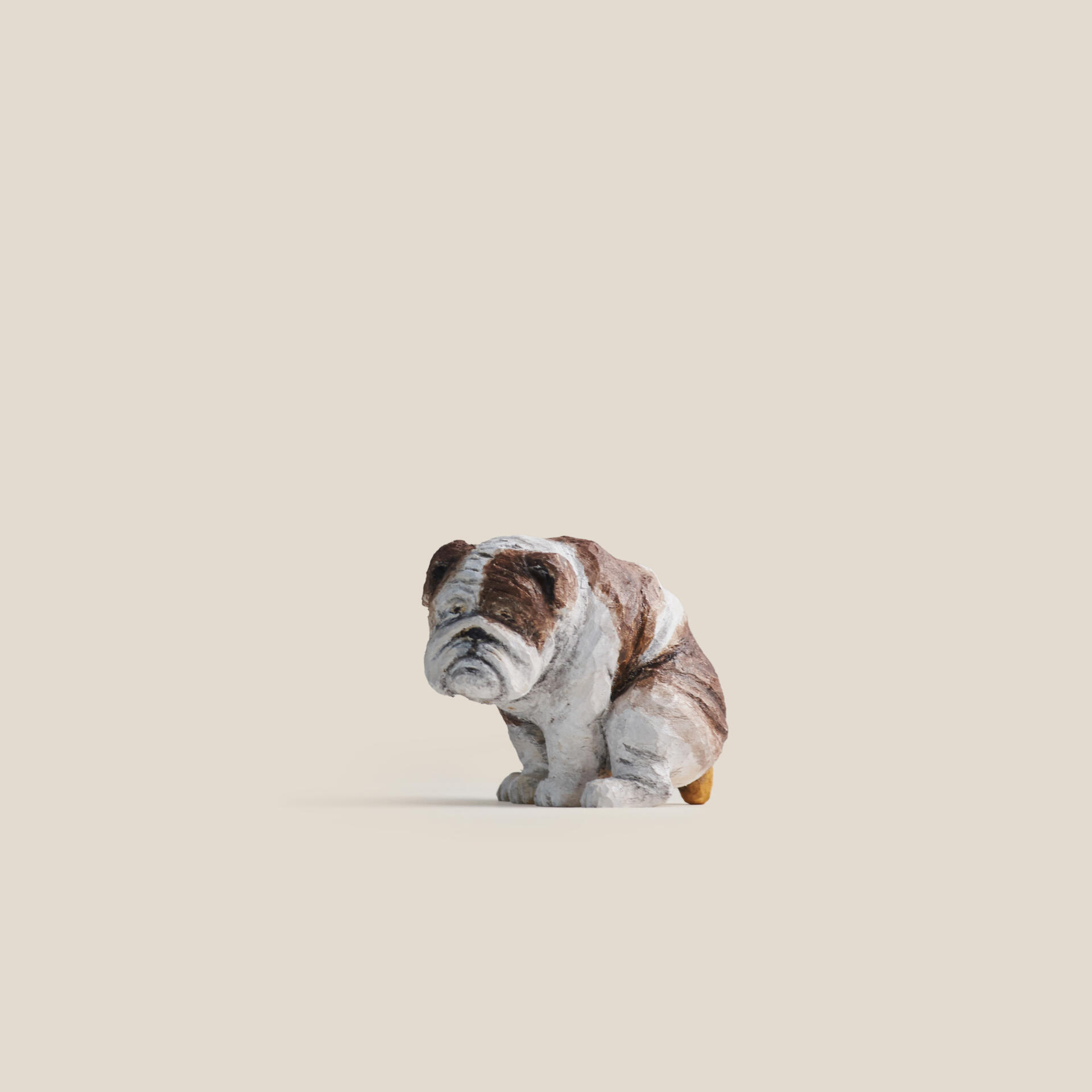 Wooden Bulldog Pooping Hand Carved Wooden Bulldog Pooping